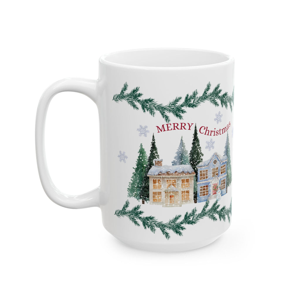 Christmas Village Ceramic Mug – 'Merry Christmas' Holiday Coffee Cup (11oz & 15oz) Ceremic Mug