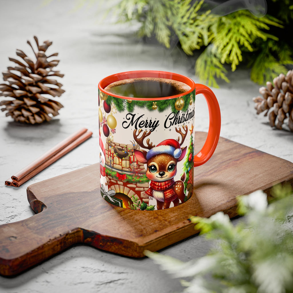 Christmas Reindeer & Snowman Mug  — Merry Christmas Holiday Coffee Cup