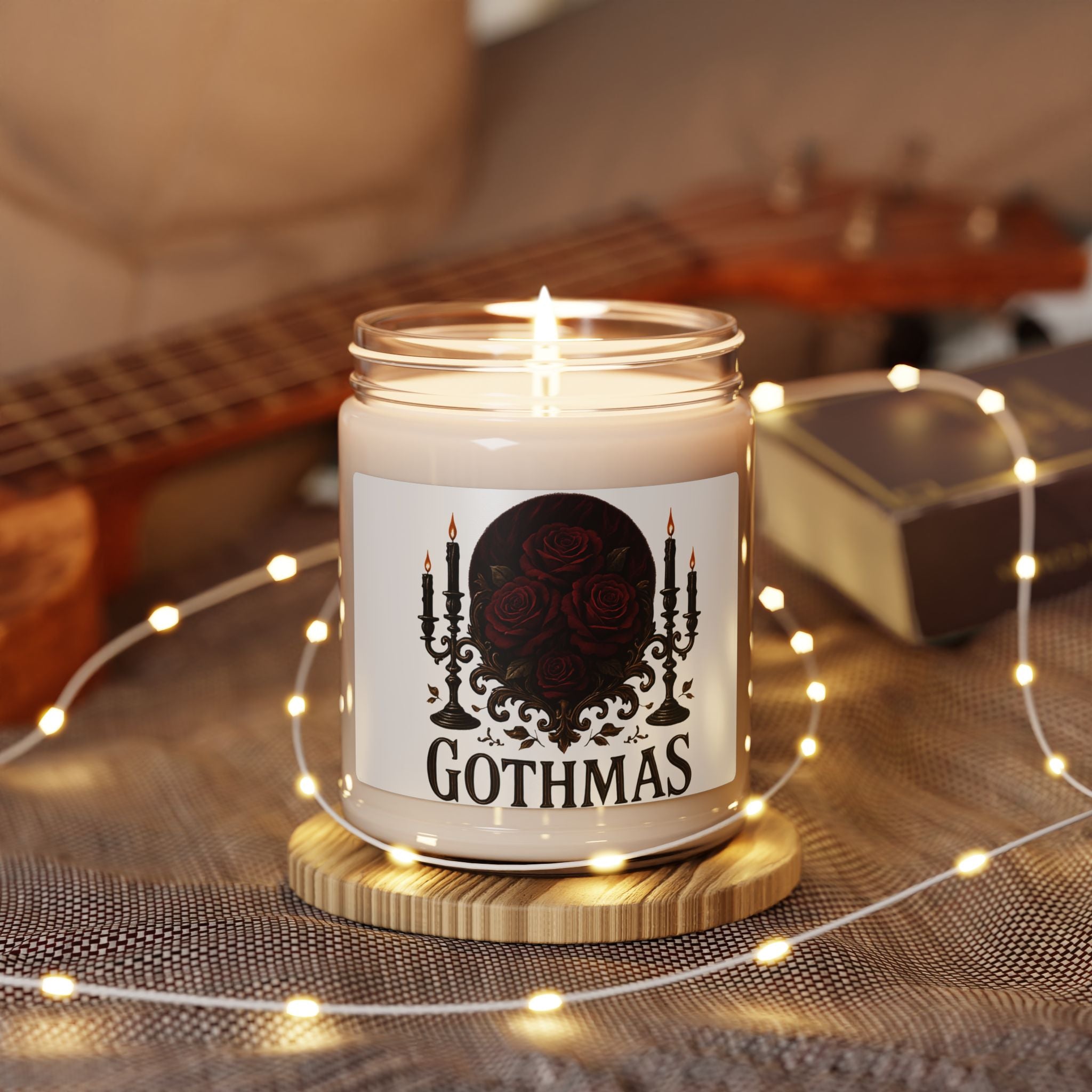 Gothmas Scented Soy Candle — 9oz Rose & Candlelight Holiday Candle