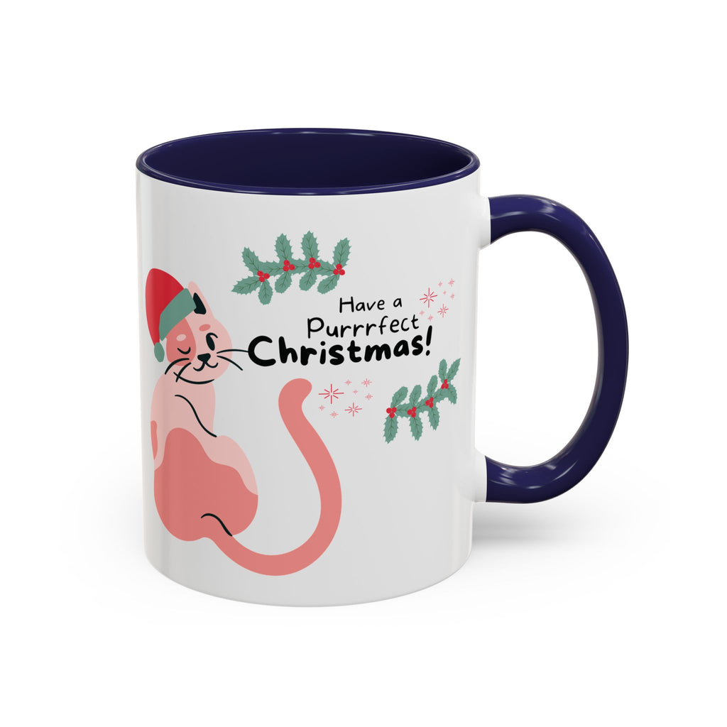 Christmas Cat Coffee Mug — "Have a Purrrfect Christmas!" Accent Ceramic Mug