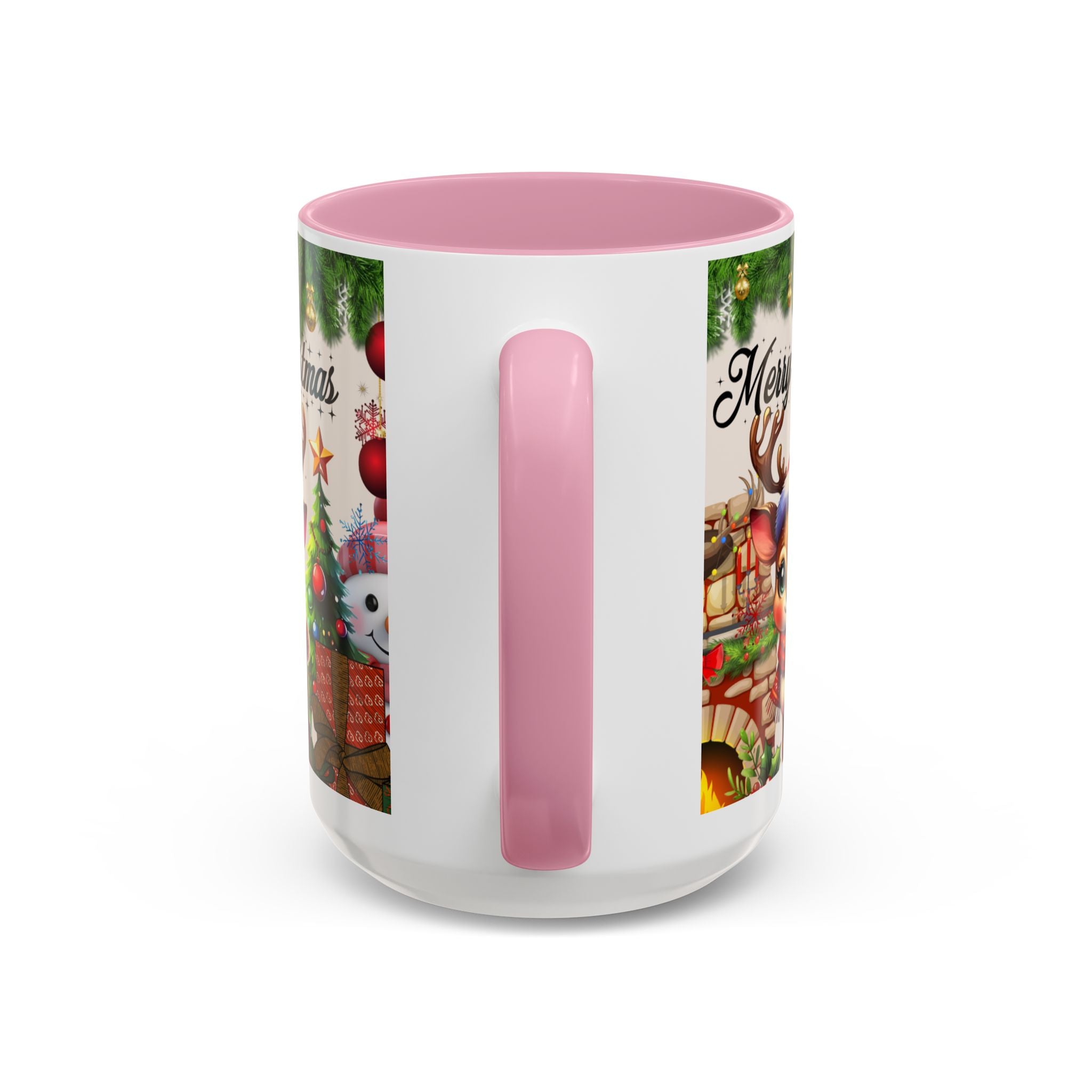 Christmas Reindeer & Snowman Mug  — Merry Christmas Holiday Coffee Cup