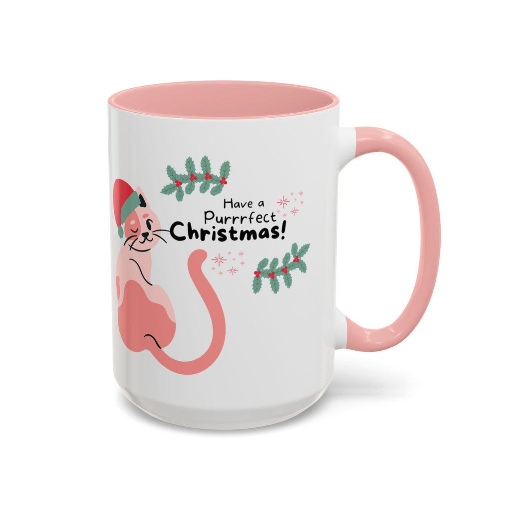 Christmas Cat Coffee Mug — "Have a Purrrfect Christmas!" Accent Ceramic Mug