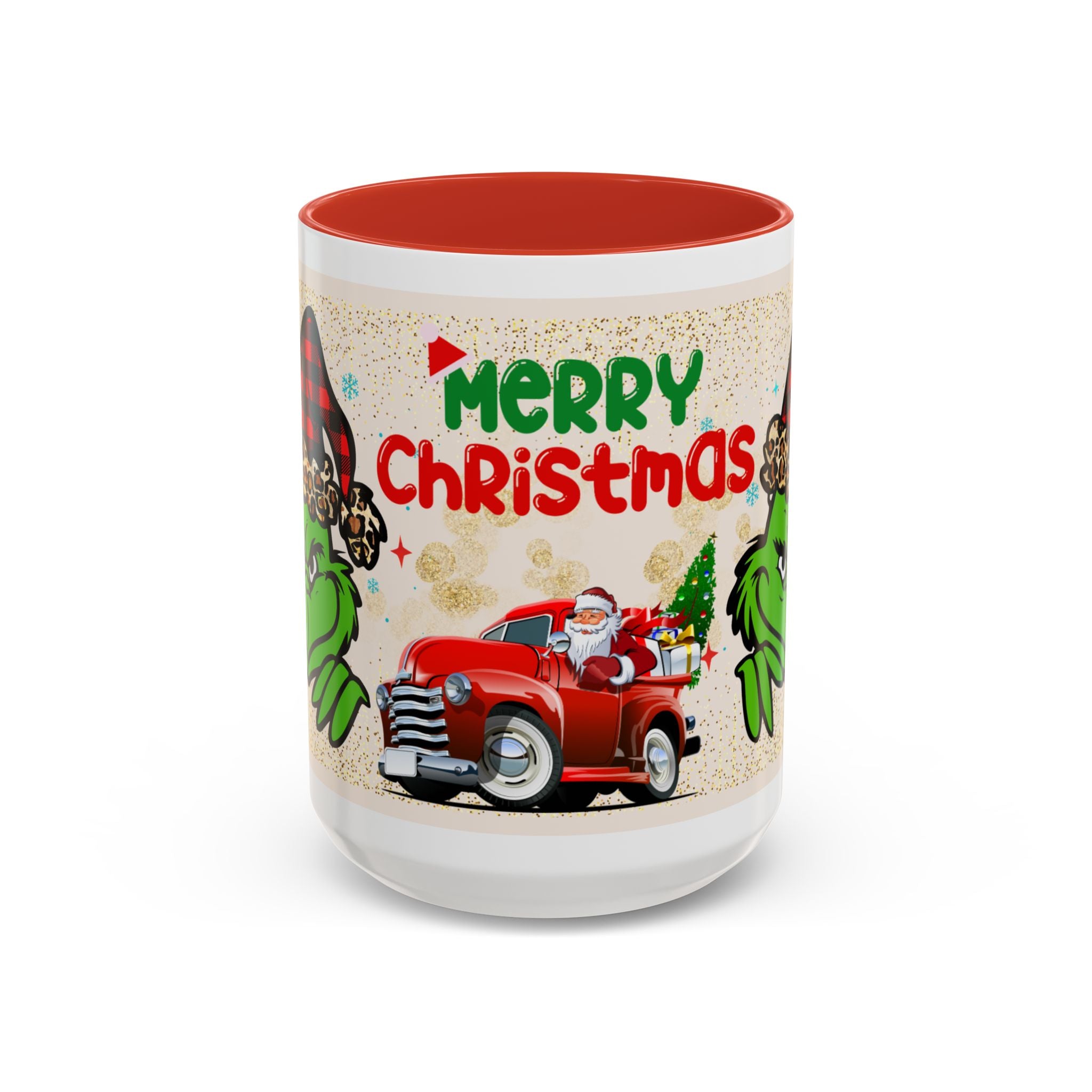 Merry Christmas Grinch Coffee Mug — Festive Santa Truck Holiday Mug