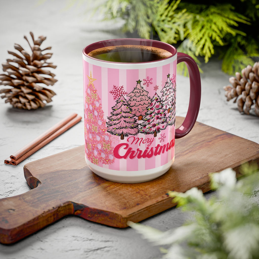 Pink Christmas Mug — 'Merry Christmas' Holiday Coffee Cup