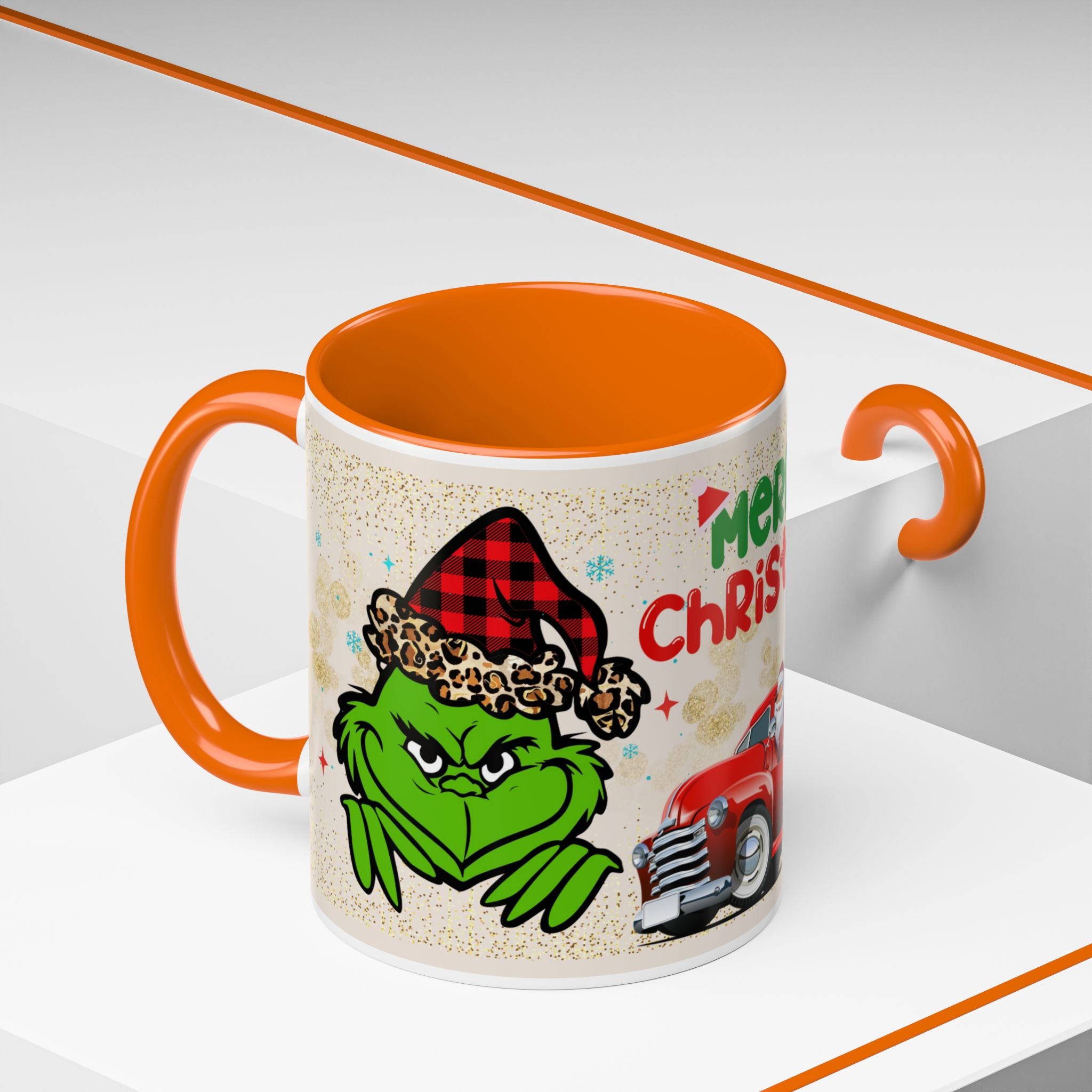 Merry Christmas Grinch Coffee Mug — Festive Santa Truck Holiday Mug